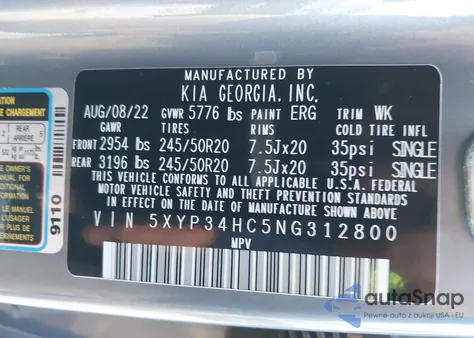 2022 Kia Telluride Ex from USA, damaged, VIN 5XYP34HC5NG312800